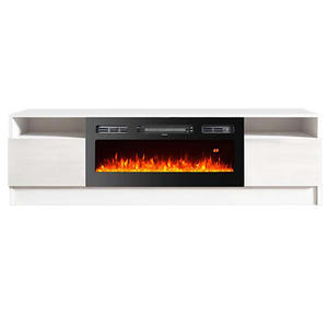 Meuble TV classique de 63 pouces avec espace de rangement ouvert et <span class=keywords><strong>fermé</strong></span> avec <span class=keywords><strong>foyer</strong></span> de 32 pouces pour la maison - Product Image 2