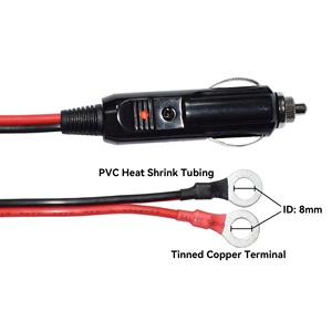 Cable de Alimentación con Conector Macho para Encendedor de Cigarrillos a Terminal de Anillo de 8mm, 1m, con Fusible de 15A e Indicador LED para Inversores de Vehículos de 12V/24V - Product Image 4