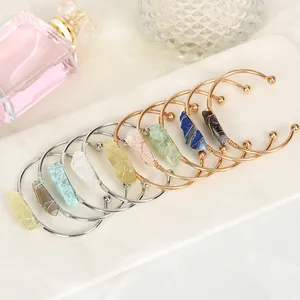 Pulseras hechas a mano de oro y plata, joyería de piedra Natural, pulsera de cristal crudo