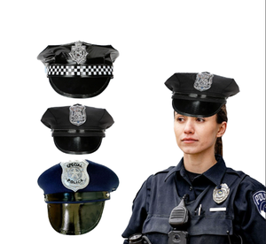 Chapeau de bouffon de <span class=keywords><strong>police</strong></span> <span class=keywords><strong>pour</strong></span> adulte Luolan Ll-1004, Halloween, style western, accessoire de cosplay <span class=keywords><strong>pour</strong></span> fête, cuir PU noir, unisexe, costume de film et de télévision - Product Image 1