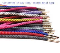 Lacets ronds réfléchissants multicolores en gros avec embouts métalliques, visibles la nuit, lacets de remplacement pour accessoires de baskets