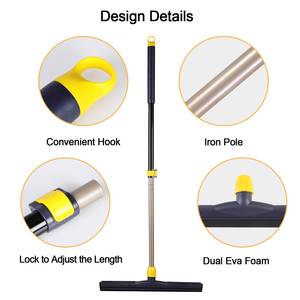 Serpillère de sol de salle de bain Sunshine avec manche télescopique robuste, lame en mousse EVA réglable, brosse en caoutchouc pour la maison - Product Image 2
