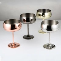 Verre à vin en acier inoxydable transfrontalier avec pied, écologique, taille et logo personnalisables, gobelet à vin en métal pour fêtes et bars