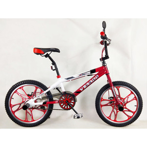 Vélo BMX <span class=keywords><strong>Freestyle</strong></span> pour Enfants, Rouge et Blanc, Vélo de Stunt avec Roues en Alliage pour Garçons, Stunt Urbain et Loisirs - Product Image 1