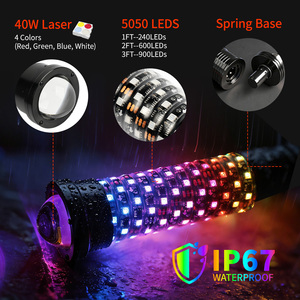 Antennes <span class=keywords><strong>LED</strong></span> Laser Bicolores 2 Pouces Sky Beam Fat pour Moto Can-Am 12V 1ft 2ft 3ft Kemi Moto <span class=keywords><strong>LED</strong></span> Whip Laser Lights RZR - Product Image 4