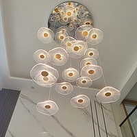 Luxe Moderne Acrylique Feuille Conception LED Plafonnier En Acier Inoxydable Éclairage Lustre pour Escalier Décor À La Maison