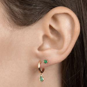 Vente en gros Boucles d'oreilles créoles fines en or massif 18K 14K 9K 16G, forme goutte d'eau émeraude et améthyste, pour piercing cartilage, bijoux de corps, cadeau de mariage - Product Image 5