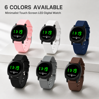 Jam Tangan LED Layar Sentuh 6 Warna Jam Tangan Digital Persegi Tampilan Tanggal dan Waktu Tali TPE Ramah Kulit Jam Tangan Kasual