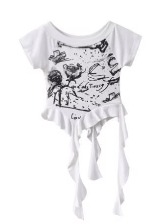 457 ruban blanc manches courtes