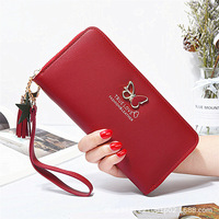 Dompet wanita, dompet kupu-kupu gaya Korea modis multifungsi Slot Multi kartu portabel kapasitas besar ritsleting tunggal