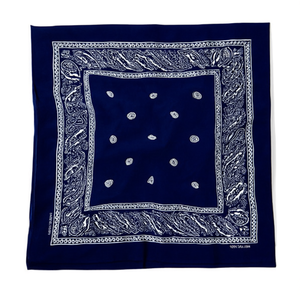 Écharpe carrée Angelina 100% coton bleu marine à motif paisley 54x54cm pour la tête ou le cou - Product Image 2