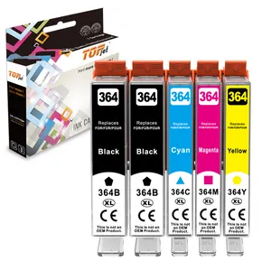 Cartouche d'encre compatible noire couleur Premium Topjet 364XL 364 XL pour imprimante à jet d'encre HP HP364 HP364xl Photosmart 5510 6510 6520