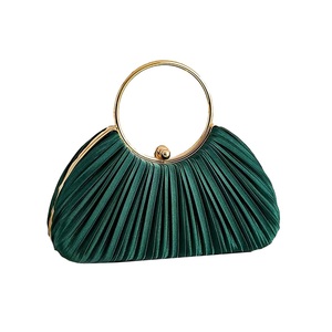 Graceful Pleated Satin Handbag <b>for</b> Women Circle Handle Evening <b>Bag</b> <b>Wedding</b> <b>Guest</b> <b>Clutch</b> Purse Elegant Dating Purse - Product Image 3