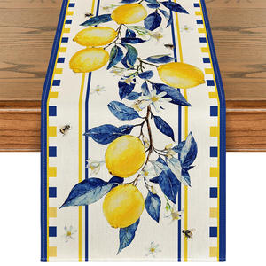 Chemin <span class=keywords><strong>de</strong></span> table d'été motif <span class=keywords><strong>citron</strong></span>, feuilles d'agrumes, décoration florale saisonnière pour cuisine et salle à manger, idéal pour la maison et les fêtes - Product Image 5