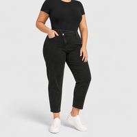 Jeans fuselés courts noirs taille haute pour femmes grandes tailles, en denim, taille US, OEM ODM, vente en gros