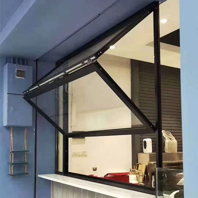 Wholesale Commercial Black Vertical up Bi-folding Windows Double Glass Aluminum Alloy Folding Windows