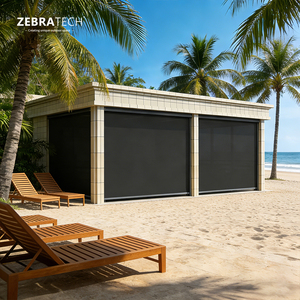 Persianas Enrollables Motorizadas con Filtro de Luz Impermeables con Riel con Cremallera Incorporado Horizontal con Certificación CE para Uso en Patios - Product Image 2