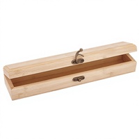 Boîte en bois non finie durable personnalisée, boîte de rangement rectangulaire en bambou pour crayons, couvercle à charnières, fermoir frontal, artisanat