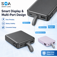 Batería Externa Portátil de 10000mAh con Cable Integrado Desmontable, Carga Rápida PD35W, Pantalla LED, para Uso en Exteriores, Tendencia 2026