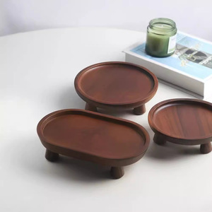 Solid Wood Oval <b>Storage</b> <b>Tray</b> With Legs For Tea Cup And Aromatherapy Home Living Room Use - Product Image 4