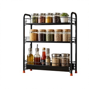 Estante de Especias de Metal Negro de 3 Niveles, Organizador de Almacenamiento para Encimera de Cocina - Product Image 6