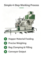 Machine d'emballage automatique avec serrage de sacs, pesage, remplissage et convoyage automatiques pour céréales, granulés, aliments et matériaux granulaires, avec écran tactile PLC