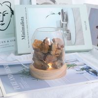 Diffuseur d'huiles essentielles sans flamme, écologique, longue durée, aromathérapie, lampe de nuit USB en verre, bois, pierre, cristal