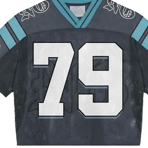 Maillot de football pour homme grande taille, qualité supérieure, léger, respirant, coupe ample, en maille, avec logo personnalisé imprimé, épaules tombantes courtes - Product Image 3