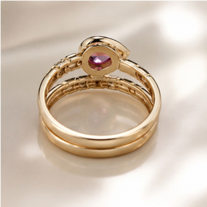 Elegant Pink Gemstone <b>Ring</b> for Women Gold Plated <b>Crystal</b> <b>Ring</b> Designer Engagement Wedding Jewelry Statement <b>Ring</b> - Product Image 3