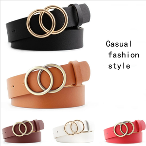 เข็มขัดหนังเทียมแบบวงแหวนคู่ หัวเข็มขัดโลหะ เข็มขัดแฟชั่นสำหรับผู้หญิง ใส่กับ<span class=keywords><strong>กางเกง</strong></span>ยีนส์ <span class=keywords><strong>กางเกง</strong></span>ขายาว และเดรส - Product Image 3