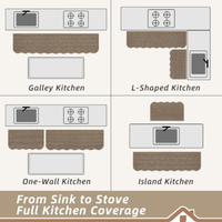 Natural Look Scallop Kitchen Sink Rug Machine Washable Polypropylene Kitchen Runner and Mats Non-Slip Rugs for Floor