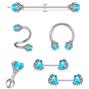 Fashion Stainless Steel Body Jewelry Set Dragon Claw <strong>Nose</strong> Rings Natural Stone Belly Rings Lip Rings &amp; Ear <strong>Studs</strong> for Wedding - Product Image 2