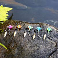 Lot de 20 têtes de jig Underspin avec paillettes rotatives et yeux 3D, hameçons en plomb en acier à haute teneur en carbone pour la pêche en eau douce