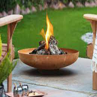 Brasero rond d'extérieur en acier Corten pour jardin, foyer à bois, chauffage intérieur/extérieur effet rouillé