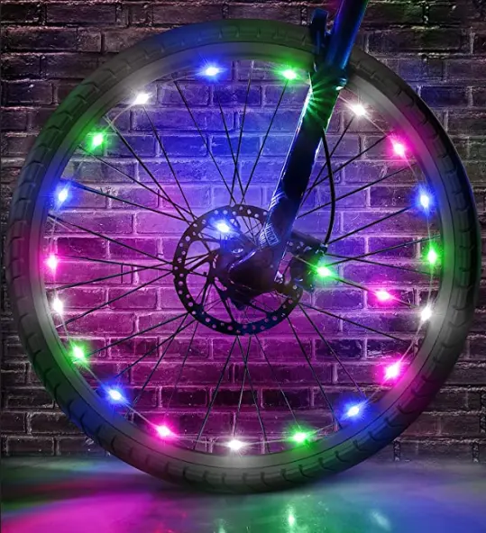 USB Rechargeable Waterproof Bright Bicycle Spoke Light Strip LED Bike Tire Wheel Lights for Kids Teen Adults Night Riding Safety
