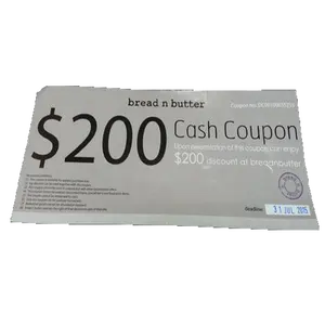 Custom Made Discount Coupon Cards Glossy Ticket With Tear Line For Super Market