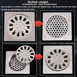 Grille de drain de sol en acier inoxydable 304, filtre de canalisation perforé, grille anti-bouchon et anti-cheveux pour salle de bain - Product Image 4