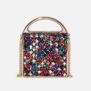 Sac de soirée rigide CHRISBELLA 2026, nouveau design, <span class=keywords><strong>multicolore</strong></span>, avec strass, poignée et chaîne scintillantes - Product Image 1