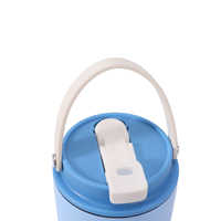 Bouteille d'eau isotherme en acier inoxydable à double paroi avec logo personnalisé, poignée et couvercle anti-fuite, avec paille