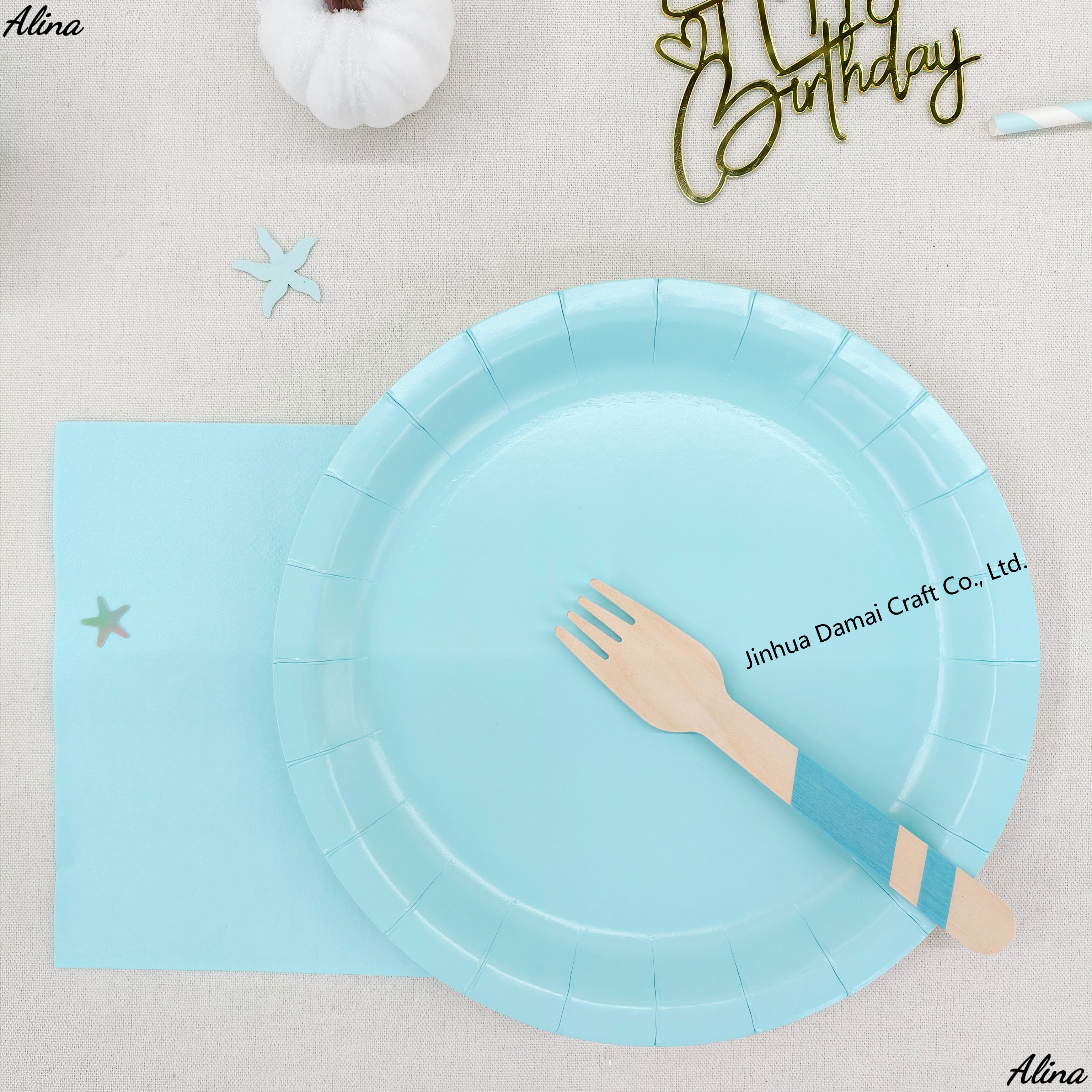 จานสีฟ้า 9 นิ้ว*10 ชิ้น