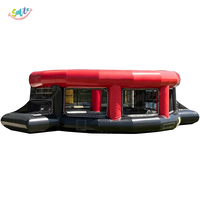 Jeu de football gonflable sur le thème du sport pour enfants et adultes, terrain de football circulaire gonflable avec filet au dessus