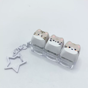 Porte-clés mignon en forme de chat de dessin animé 3D, mousqueton étoile, pendentif de sac animalier - Product Image 4