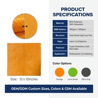Toalla de microfibra de doble capa de 500GSM con logo personalizado, ecológica, de secado rápido, sin rayas, para detallado de coches y eliminación de cera