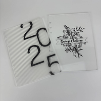 Couverture de classeur en acrylique givré A5 A6, transparente, 6 trous, couverture de carnet en plastique, séparateur en acrylique cannelé transparent, tableau de bord