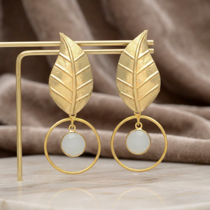 Pendientes Colgantes de Latón Hechos a Mano, Chapados en Oro, con Piedras Preciosas, Estilo Étnico Bohemio - Product Image 4