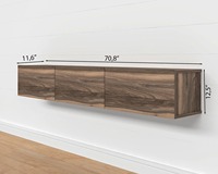 Meuble TV mural flottant en bois, style minimaliste moderne, pour téléviseurs jusqu'à 80 pouces, console multimédia de rangement pour salon