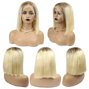Peluca Bob <span class=keywords><strong>de</strong></span> <span class=keywords><strong>Cabello</strong></span> Humano Virgen Peruano 613 Rubio Barata Lady Corner con Encaje Frontal HD Transparente 100% <span class=keywords><strong>Cabello</strong></span> Humano 4x4 - Product Image 2