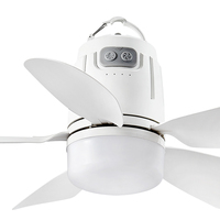 Ventilateur de plafonnier LED extérieur étanche de haute qualité avec 5 lames et télécommande rechargeable et corps de lampe en plastique