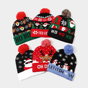Gorro de Punto con Botones de Jacquard con Bordes Volteados, con Elementos Navideños de Muñeco de Nieve, Reno y Árbol, de Spandex/Algodón, para Hombre, Cálido, para Orejas, 48-50 cm de Diámetro - Product Image 3