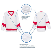 Maillots de hockey personnalisés rouge, noir et blanc, style vintage, streetwear, équipe du Canada, en mesh réversible, col en V, créez vos propres maillots de hockey